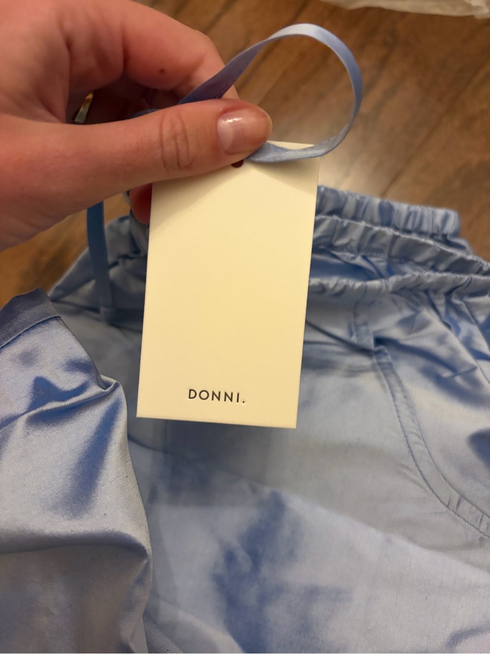 DONNI The Silk Taffeta Cargo Pant IN CLOUD blue xs NWT - Picture 5 of 10